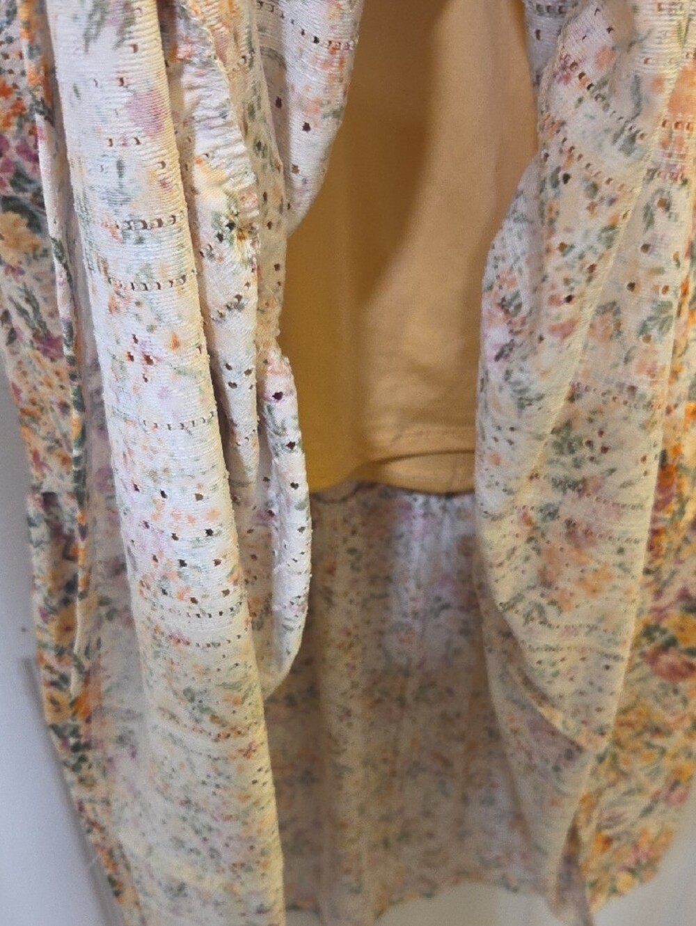 LuLaRoe Floral Tiered Maxi Skirt - Yellow, Pink, Green With Slip Underneath - Picture 4 of 5